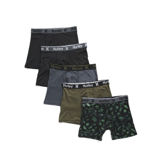 HURLEY Olive 5pk Regrind Boxer Briefs - Picture 1 of 2